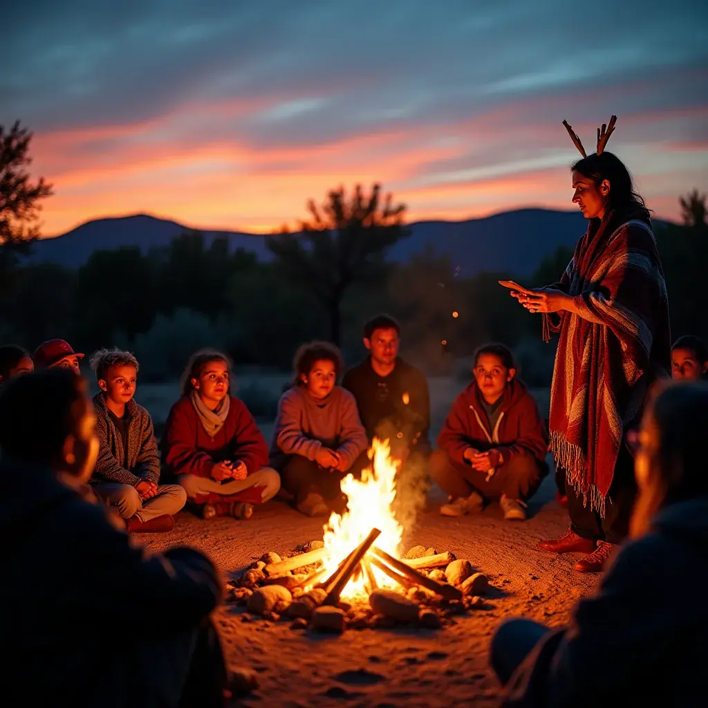 Широкая долина с пустынными растениями и горами на горизонте в свете утреннего солнца.